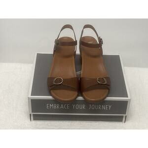Dansko Women’s Arielle Leather Wedge Sandals Brown Size 41/US 10